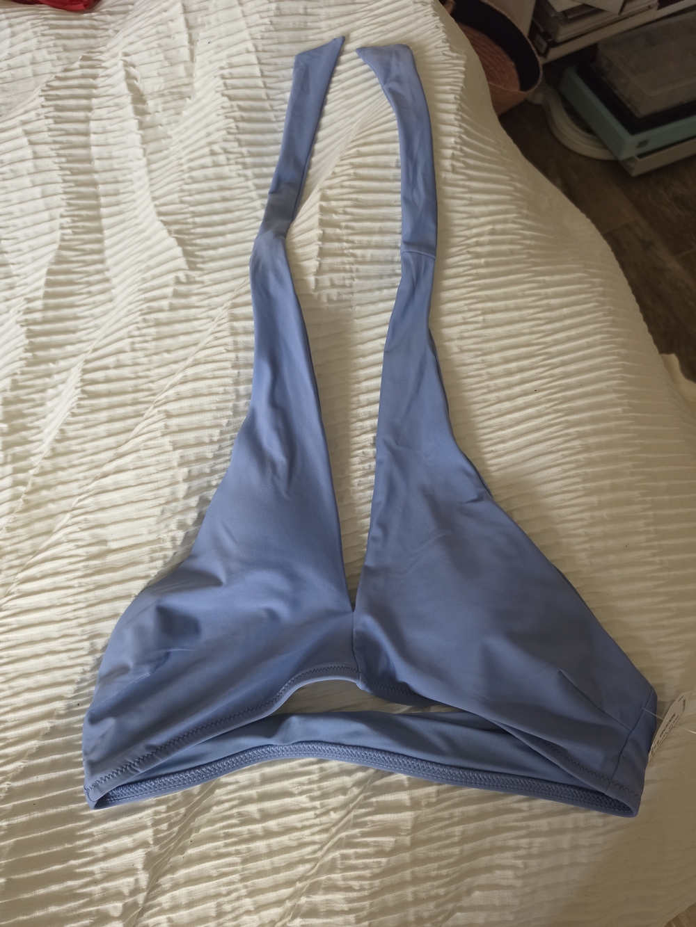 aerie Real Good New With Tags Small Petite Dusty Blue Halter Bikini Top